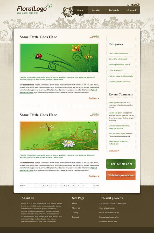 Floral PSD素材网站模板
